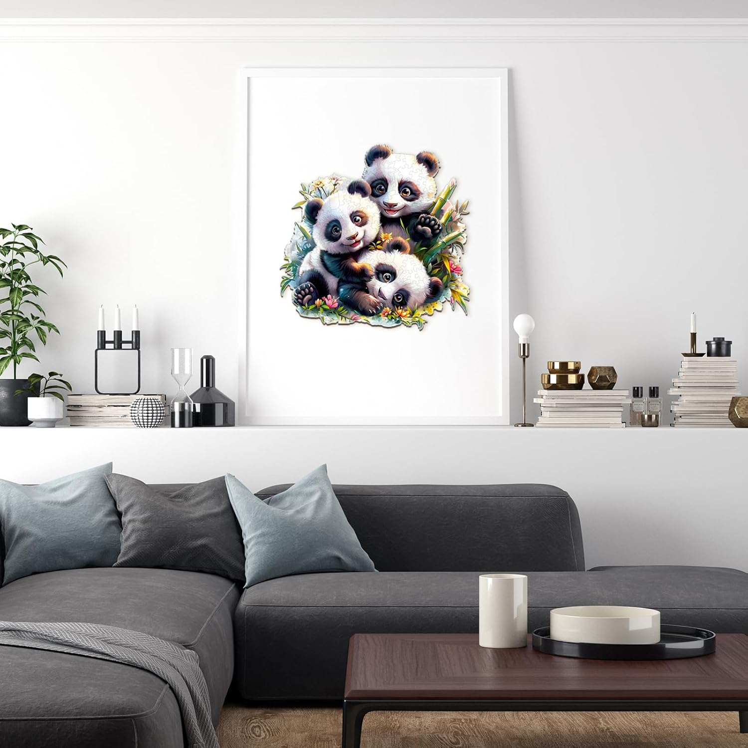 Wooden Puzzles for Adults, Panda Family Wood Puzzles Adult, Unique Animal Shaped Wooden Jigsaw Puzzle, Creative Gifts for Friends/Family/Puzzle Lovers, Home Decor(Medium-11.4 * 11.2in 200pcs)