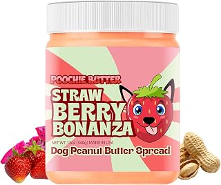 Dilly's Strawberry Dog Treats | Chunky Dog Peanut Butter with Strawberry, Natural Dog Snack (12oz Jar)