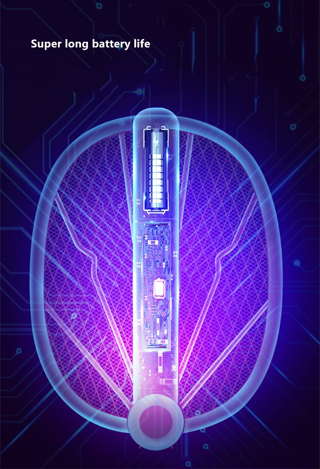FAXIOAWA Tapette à Mouche électrique, Tapette à Moustique électrique 3000 V Tueur de Mouches, Pliable, Rechargeable par USB, pour intérieur et extérieur,C-Blanc