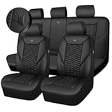 3D Foam PU Leather Car Seat Covers Full Set&comma;Luxury Breathable Faux Leather Seat Covers for Car&comma;Anti Slip Universal Fit for SUVs Vans Sedan Truck Automotive&comma;Armrest Airbag Compatible All Black