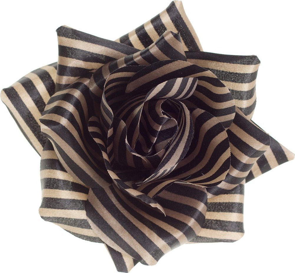 SourpussBlack and Tan Striped Rose Hair Accessories Hair Clip Clothing