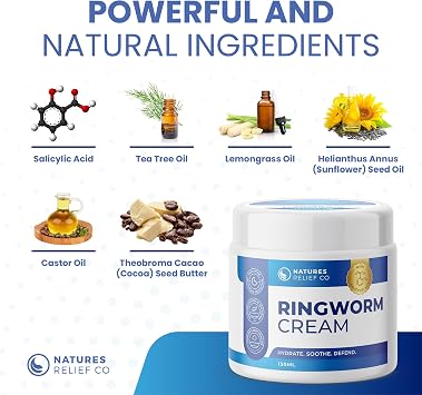 Antifungal Ringworm Cream | Fast-Acting Relief | 150ml | Non-Greasy, Quick-Absorbing Formula with Tea Tree & Thyme Oils | Effective Natural Treatment for Skin Infections