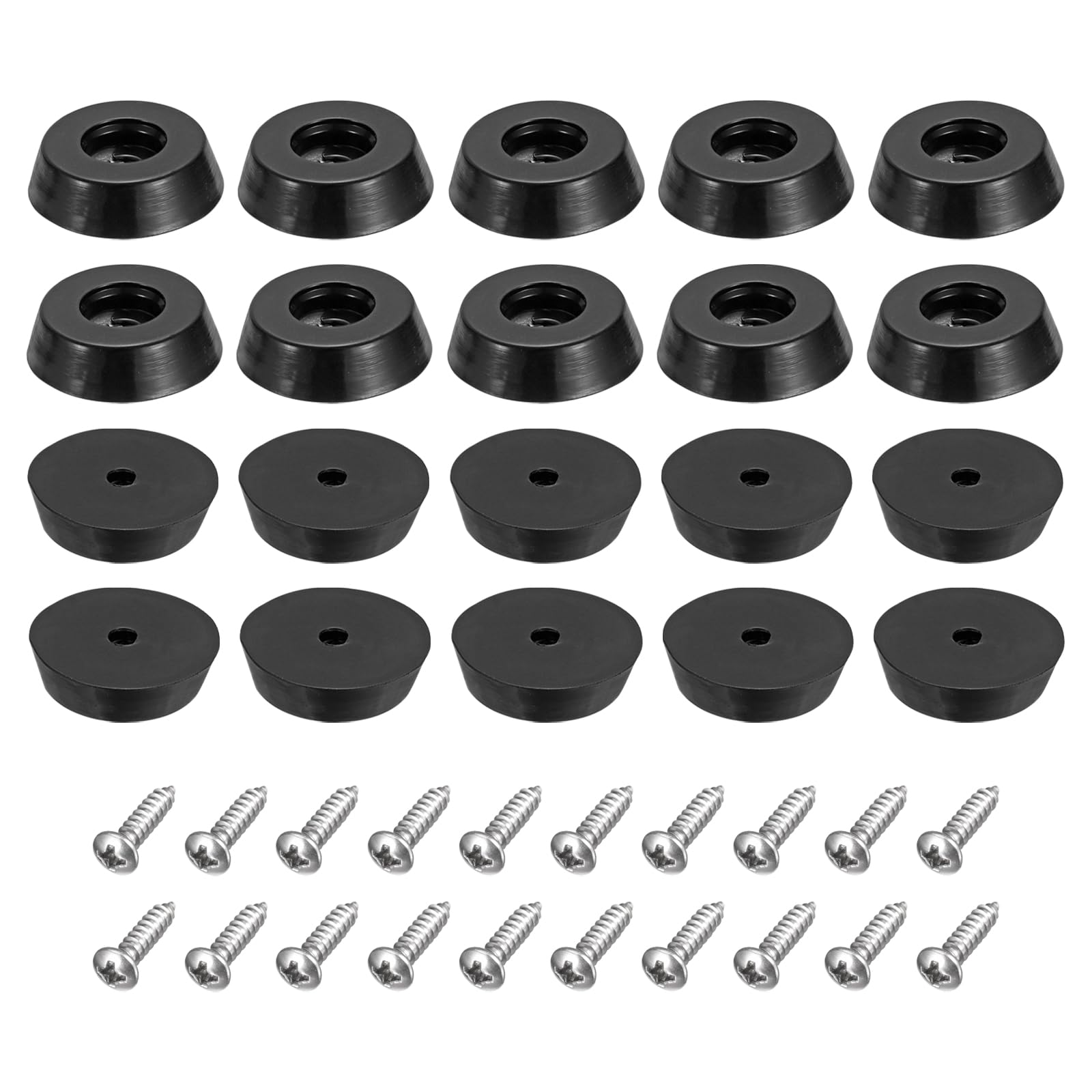 uxcell 100Pcs Rubber Bumper Feet, 5mm H x 18mm W Round Pads with Stainless Steel Washer and Screws for Furniture Appliances
