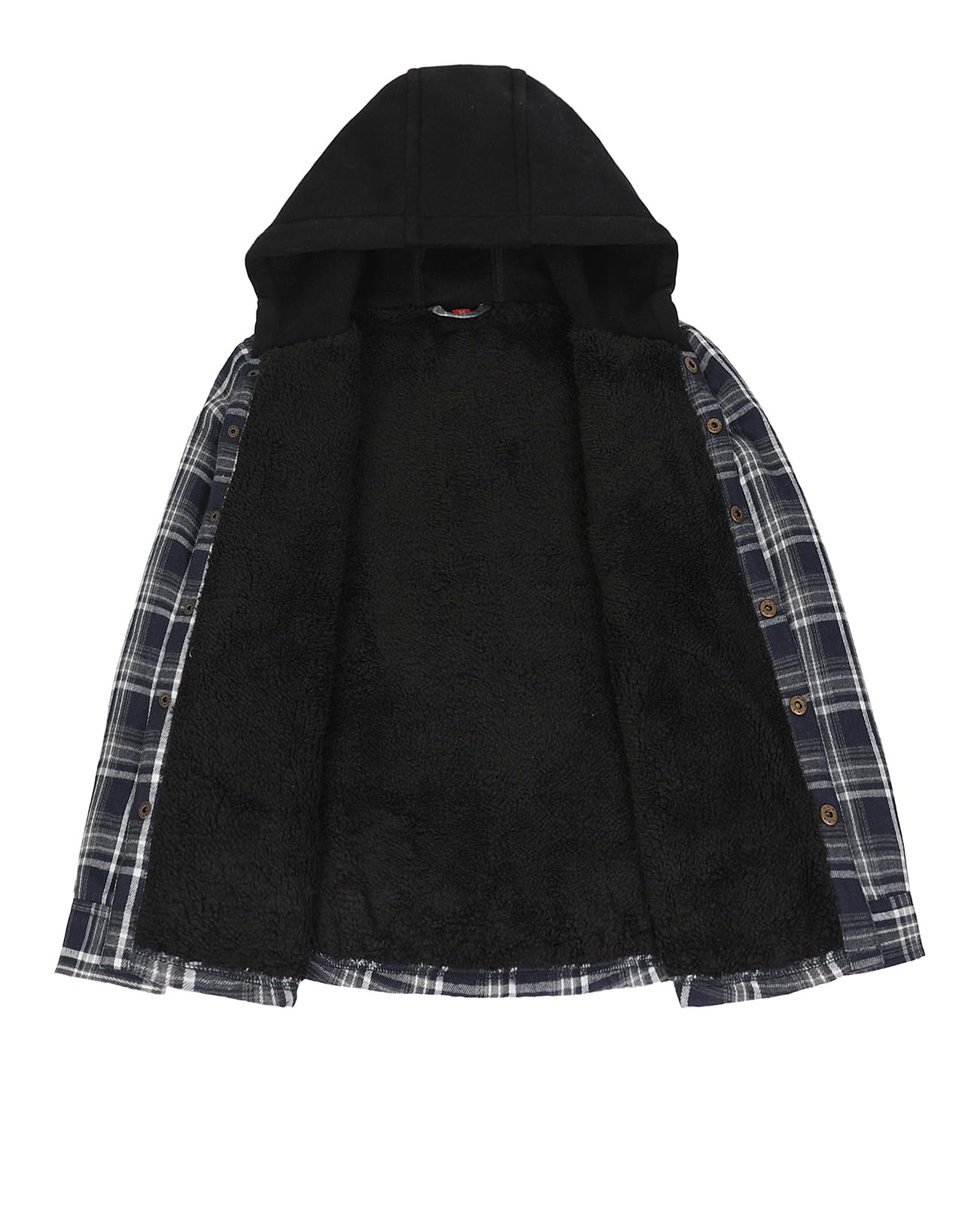 Veste en flanelle doublée Sherpa pour enfants, garçons et filles, chemise à capuche à carreaux, vêtements de jeu automne-hiver