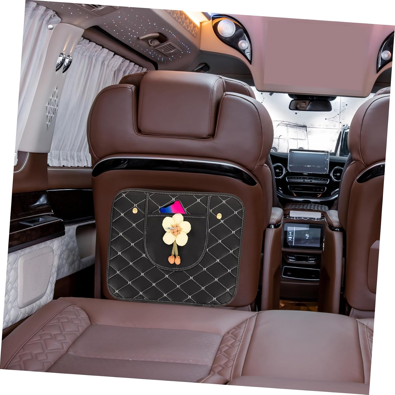 KOMBIUDA Back Seat Protector for Auto Seatback Leather Car Kick Mat for Boys and Girls and Pets Easy to Install Fits Vehicles Cute Against Dirt and Damage
