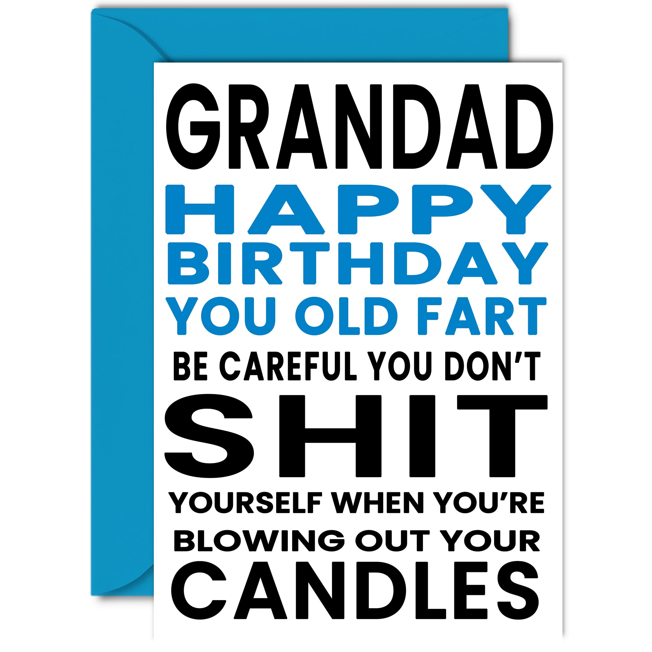 Funny Birthday Cards for Grandad - You Old Fart - Joke Rude Birthday Card for Grandad from Grandson Granddaughter, Humour 60th 70th 80th Bday A5 Grandparent Greeting Cards