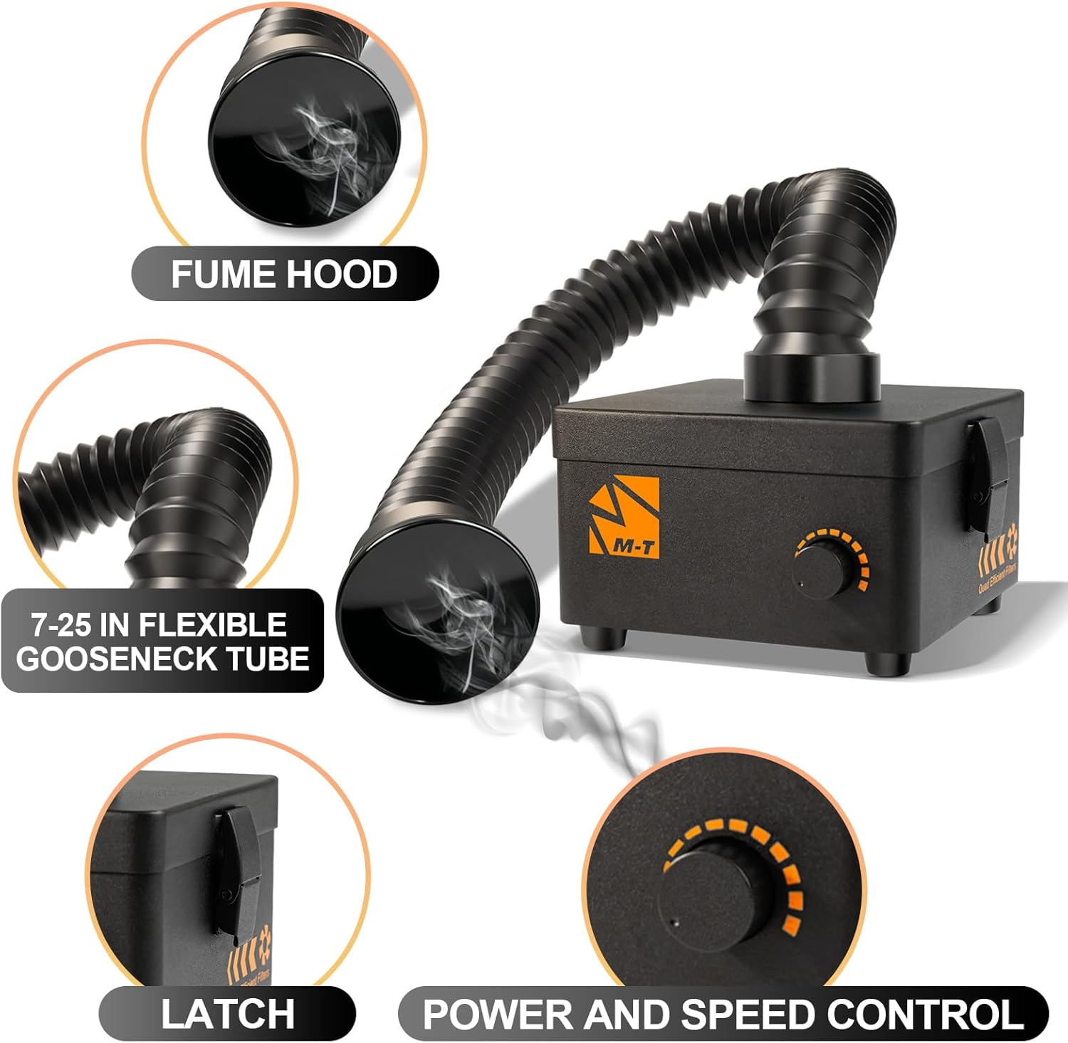 M-T Solder Fume Extractor, 80W 168m³/h Soldering Fume Extractor Smoke Absorber with HEPA Filter & Carbon, 3-speed Adjustment for Soldering, Welding, 3D Printing