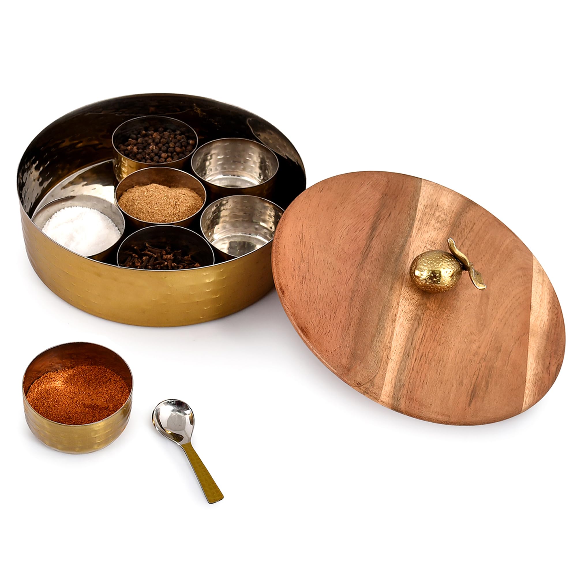 Elan Spice Box - Antique Gold Masala Dabba -2