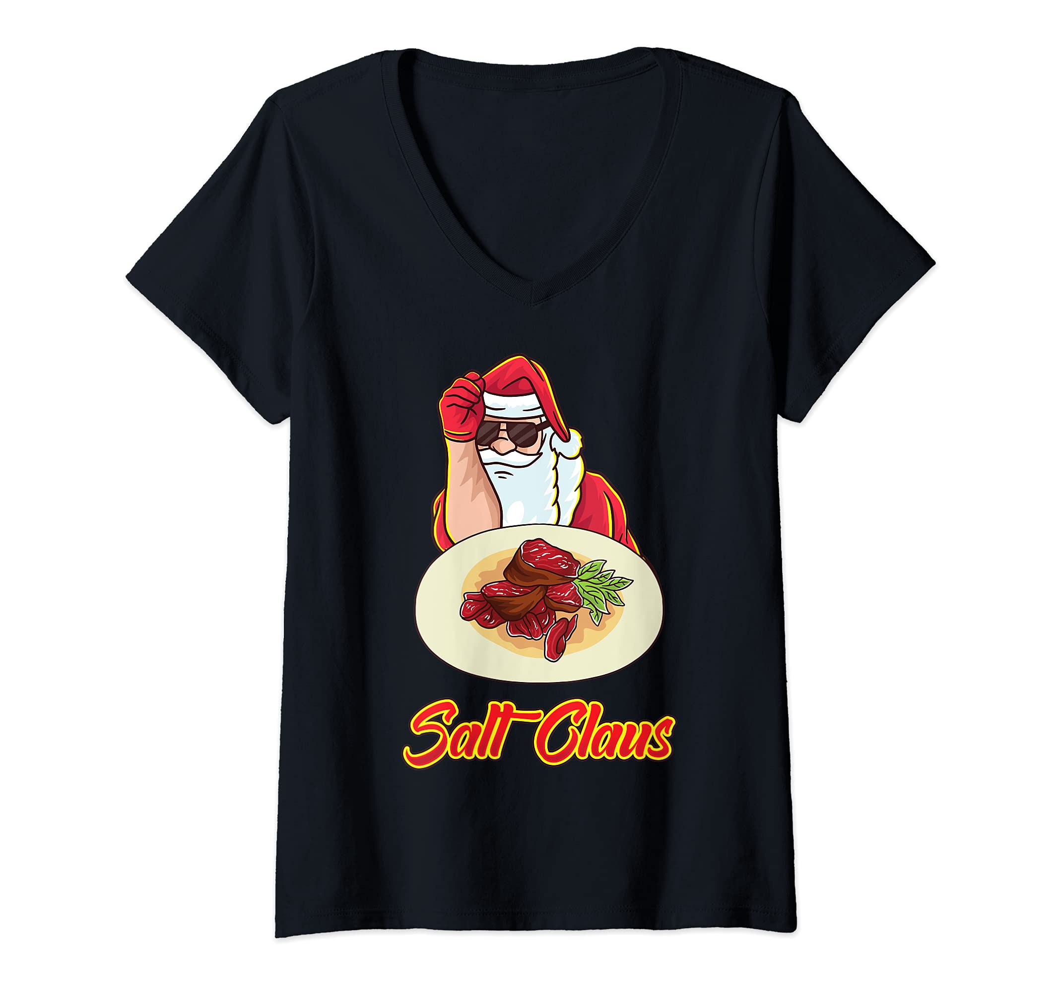 Womens Salt Claus Funny Santa Claus Christmas Bae Meme Xmas Spirit V-Neck T-Shirt