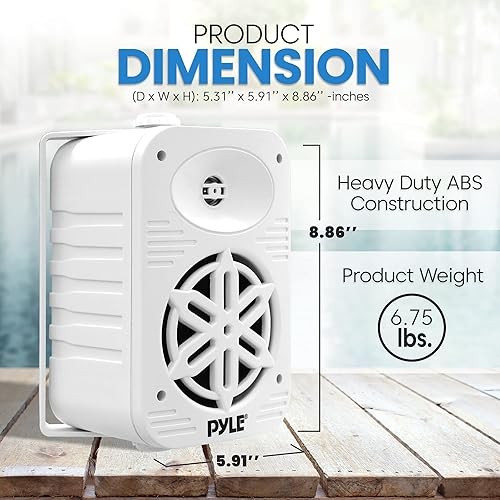 Vista 32 de Pyle USA - Par de altavoces para interiores y exteriores, sistema de altavoces de rango completo de 2 vías de 300 W, doble impermeable, 4 pulgadas