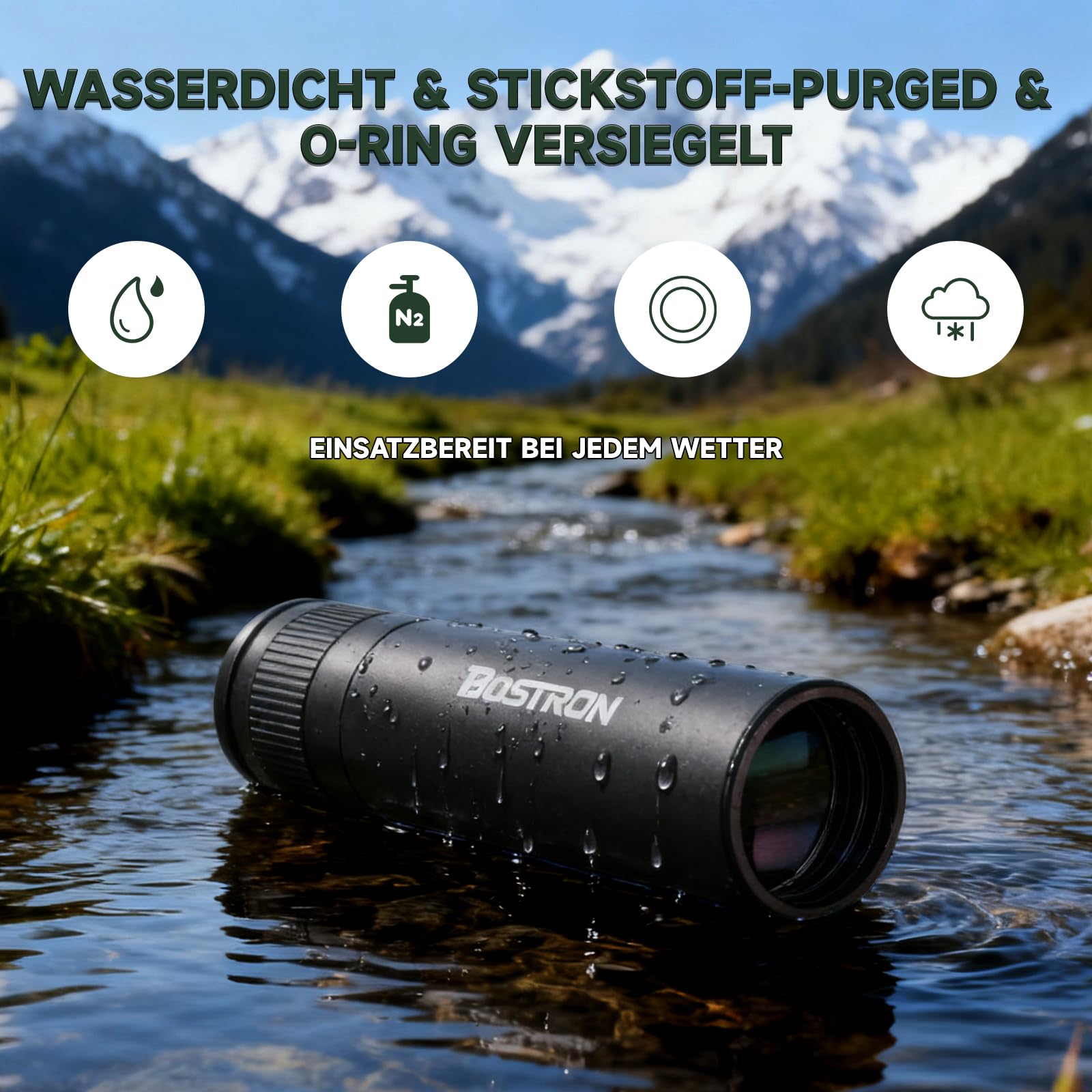 7x32 Monokular FMC Wasserdicht Stickstoffgefüllt – Kompakt Fernrohr für Vogelbeobachtung, Wandern, Konzerte