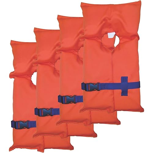 Stearns 4-Pack Type II Life Jacket Vest, Adult Universal Flotation PFD for Boat and Swim Safety