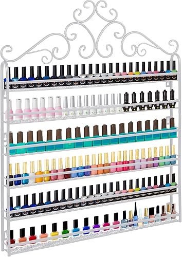 Soaoo Estante de esmalte de uñas de 5 niveles, estante de esmalte de uñas, organizador de pared de esmalte de uñas, estante montado en la pared,