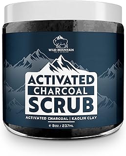 Wild Mountain Activated Charcoal Scrub- Men Face Scrub and Exfoliate for Face- Face Scrub for Men- Face Exfoliator, Exfoliating Face Wash, Facial Scrub, Face Exfoliant