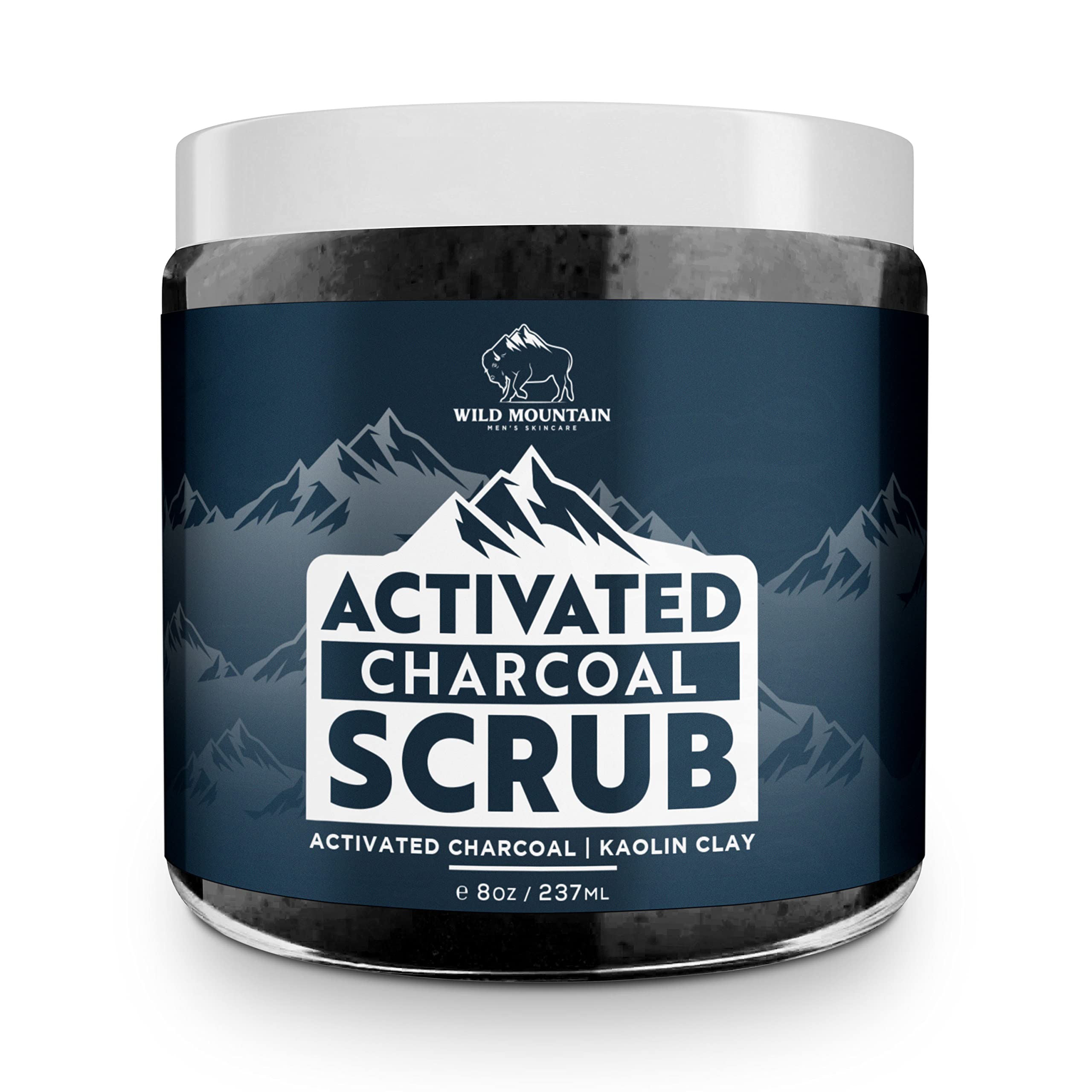 Wild Mountain Skincare Activated Charcoal Scrub- Men Face Scrub and Exfoliate for Face- Face Scrub for Men- Face Exfoliator, Exfoliating Face Wash, Facial Scrub, Face Exfoliant…