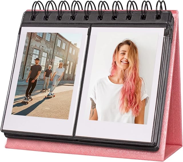 68 Pockets Mini Photo Album for Fujifilm Instax Mini 7s 8 8+ 9 25 26 50s 70 90/ Fujifilm Instax SP 1/ Polaroid PIC-300P/ Polaroid Z2300/ LG PD 233/ LG PD 239/ Name Card (Pink)