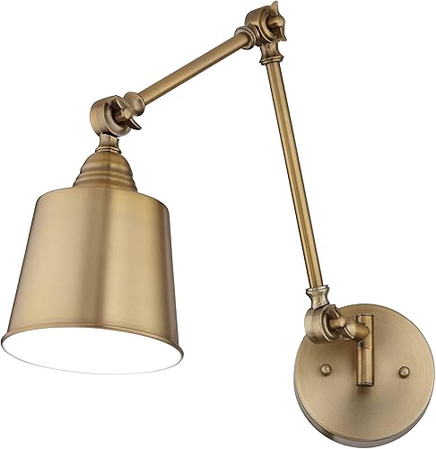 Miniatura 7 de 360 Lighting Mendes - Lámpara de pared ajustable con brazo oscilante de latón antiguo dorado con cable para dormitorio, mesita de noche, lectura,