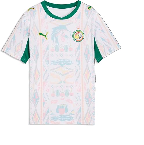 PUMA Unisex-Child Senegal FA Home Jersey Replica, White-Wild Green SS26,
