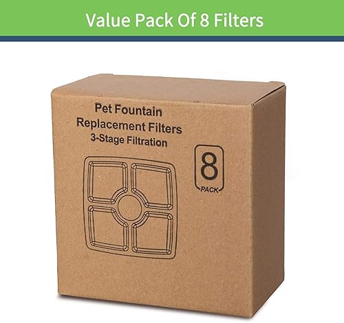 Miniatura 7 de Paquete de 8 filtros cuadrados para fuente de gato, compatibles con fuentes de flores de mascotas de 2.5 L, resina de intercambio iónico y carbón