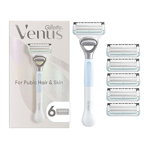 Gillette Venus Maquinillas de afeitar íntimas para mujer, 1 recortadora de bikini Venus, 6 repuestos de cuchillas de afeitar