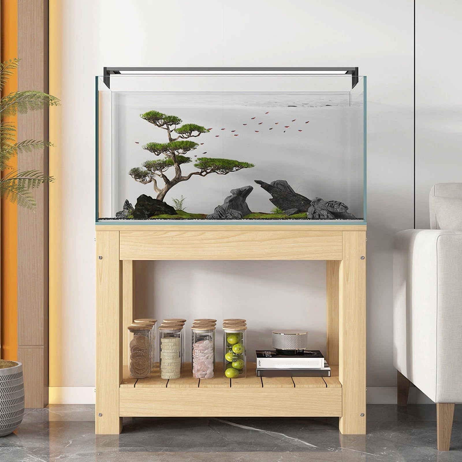 Supporto per acquario, in legno massiccio a doppio strato, forte