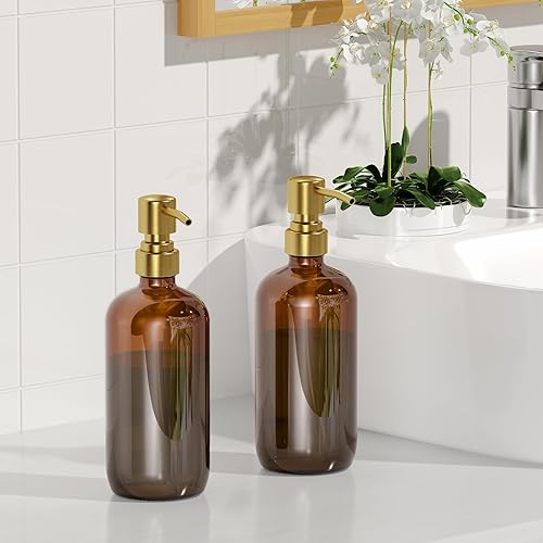 Miniatura 6 de AmazerBath Black Soap Dispenser, 2 Pack Glass Soap Dispenser with Pump, Black Dish Soap Dispenser and Black Hand Soap Dispenser for Kitchen,