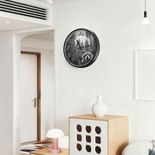Miniatura 5 de JUNZAN Luminous Voice-Activated Decor Wall Clock 12 Inch Retro UFO Forests Selfie Silent Non-Ticking Battery Operated Wallclock Decorative for