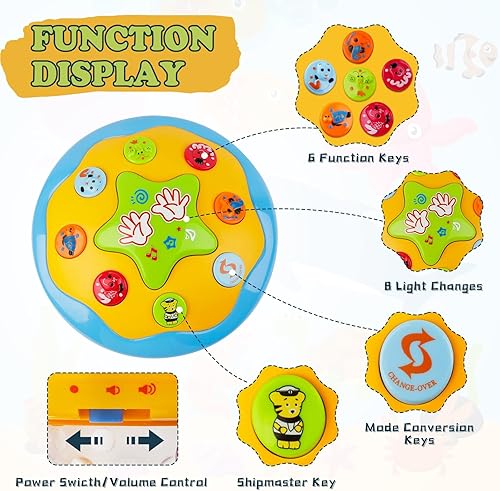 Vista 5 de M SANMERSEN Baby Boys Toys 6-12 Months, Babies Ocean Rotating Lights Up Musical Toys for 0-6 12-18 Months Newborn Infant Crawling Tummy Time Toys 1