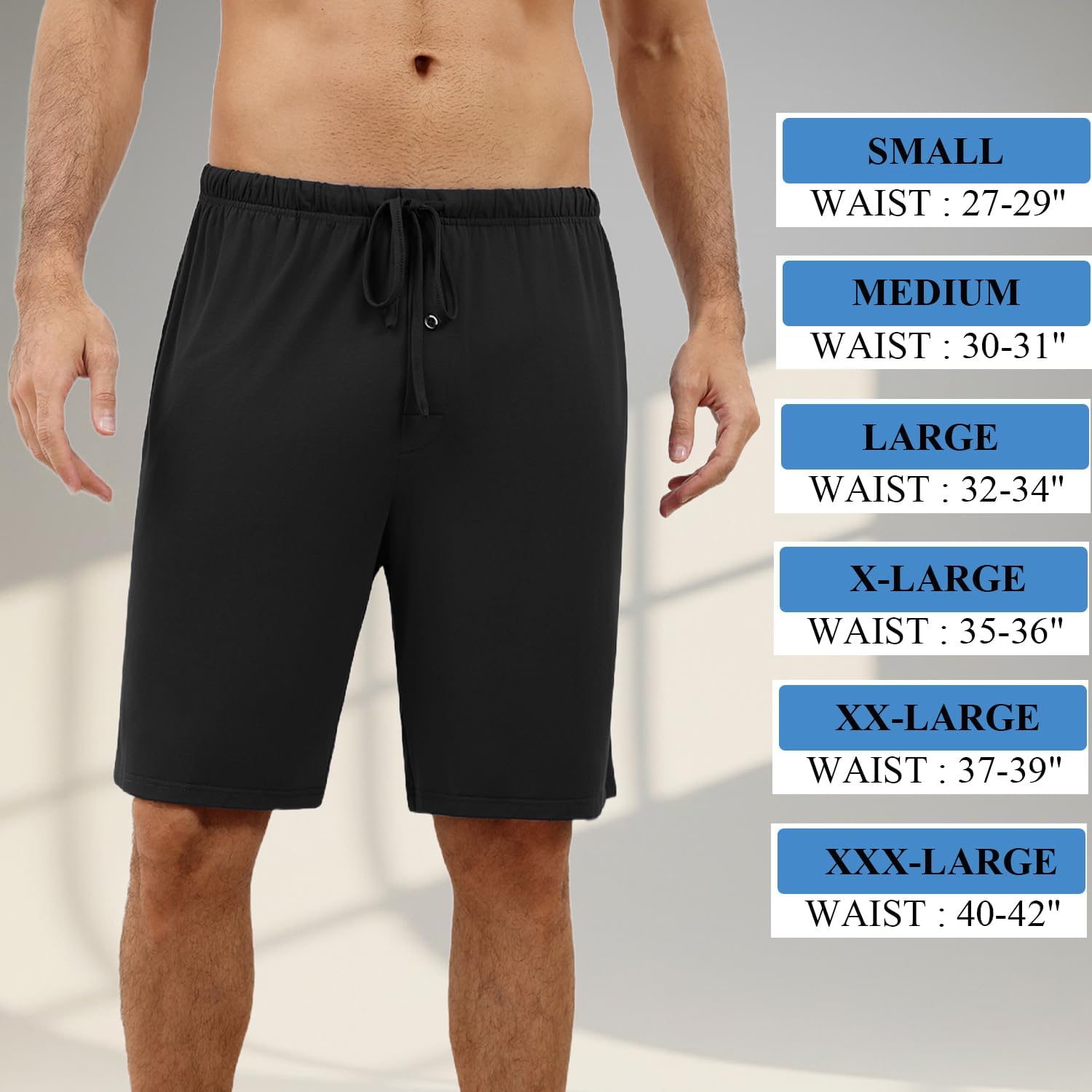 Ekouaer Mens Pajama Shorts Bamboo Rayon Pj Bottoms Soft Sleep Shorts Soft Drawstring Loungewear With Pockets 2 Pack S-3XL - Image 6