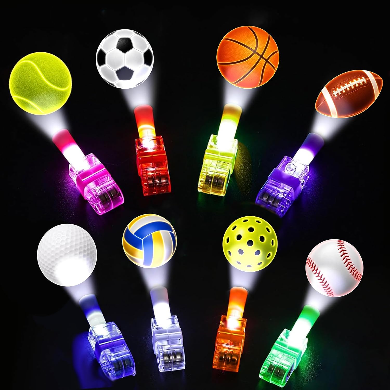 24PCS Sports Party Favors Finger Lights, 8 Designs for Treat Bags Set