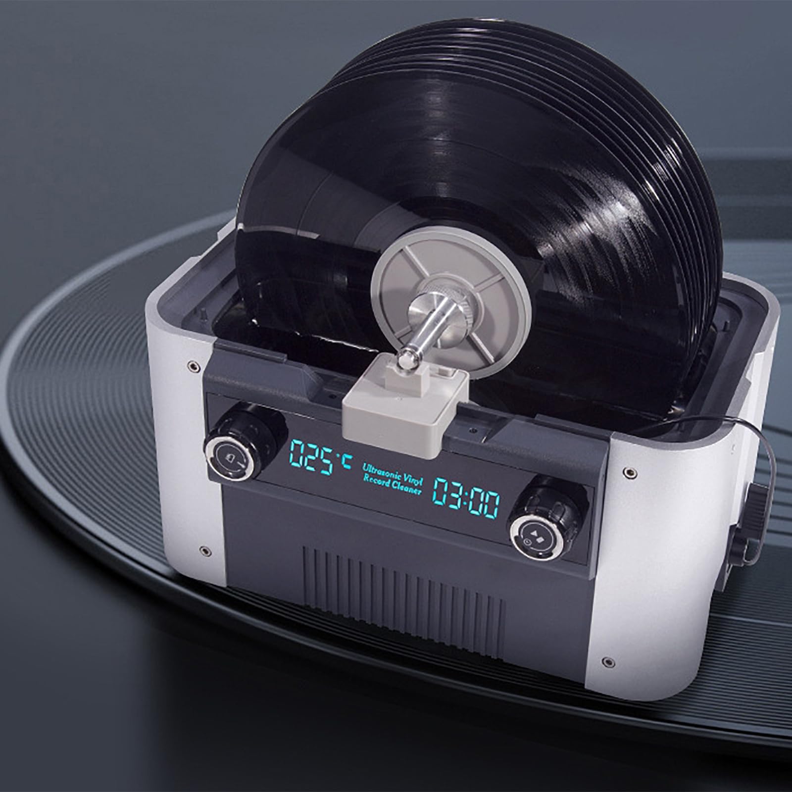 Limpiador Ultrasónico Discos Vinilo,máquina Limpieza Discos 6L con Frecuencia 49000Hz,Ciclo Automático Secado por Rotación Y Advertencia Temperatura del Agua,Tiempo 3-15 Minutos, 10 Piezas/h