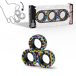 Magnetic Rings Fidget Toy Set, Idea ADHD Fidget Toys, Adult Fidget Magnets Spinner Rings for Anxiety Relief Therapy, Fidget Pack Great Gift for Adults Teens Kids Easter Basket Stuffers (3PCS)