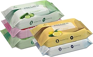 Premier Wet Wipes - 10 Pulls per Pack, Set of 6 Assorted Wipes | Gentle, Hypoallergenic, and Moisturizing for Skin | Perfect for Travel, Daily Use, and Quick Clean-ups on the Go