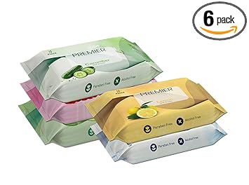 Premier Wet Wipes - 10 Pulls per Pack, Set of 6 Assorted Wipes | Gentle, Hypoallergenic, and Moisturizing for Skin | Perfect for Travel, Daily Use, and Quick Clean-ups on the Go