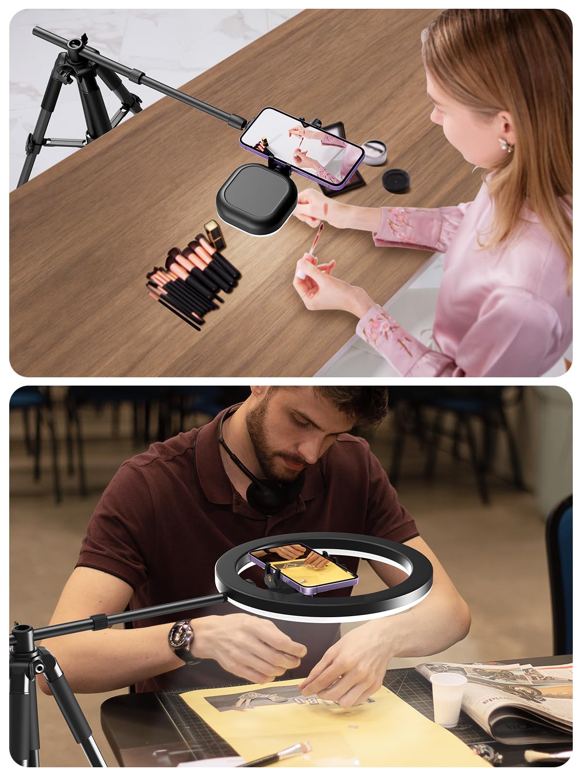 Elitehood Treppiede Sopraelevato In Alluminio Per IPhone – Braccio Orizzontale Da 63,5 Cm, Altezza Regolabile Fino A 180 Cm, Con Telecomando