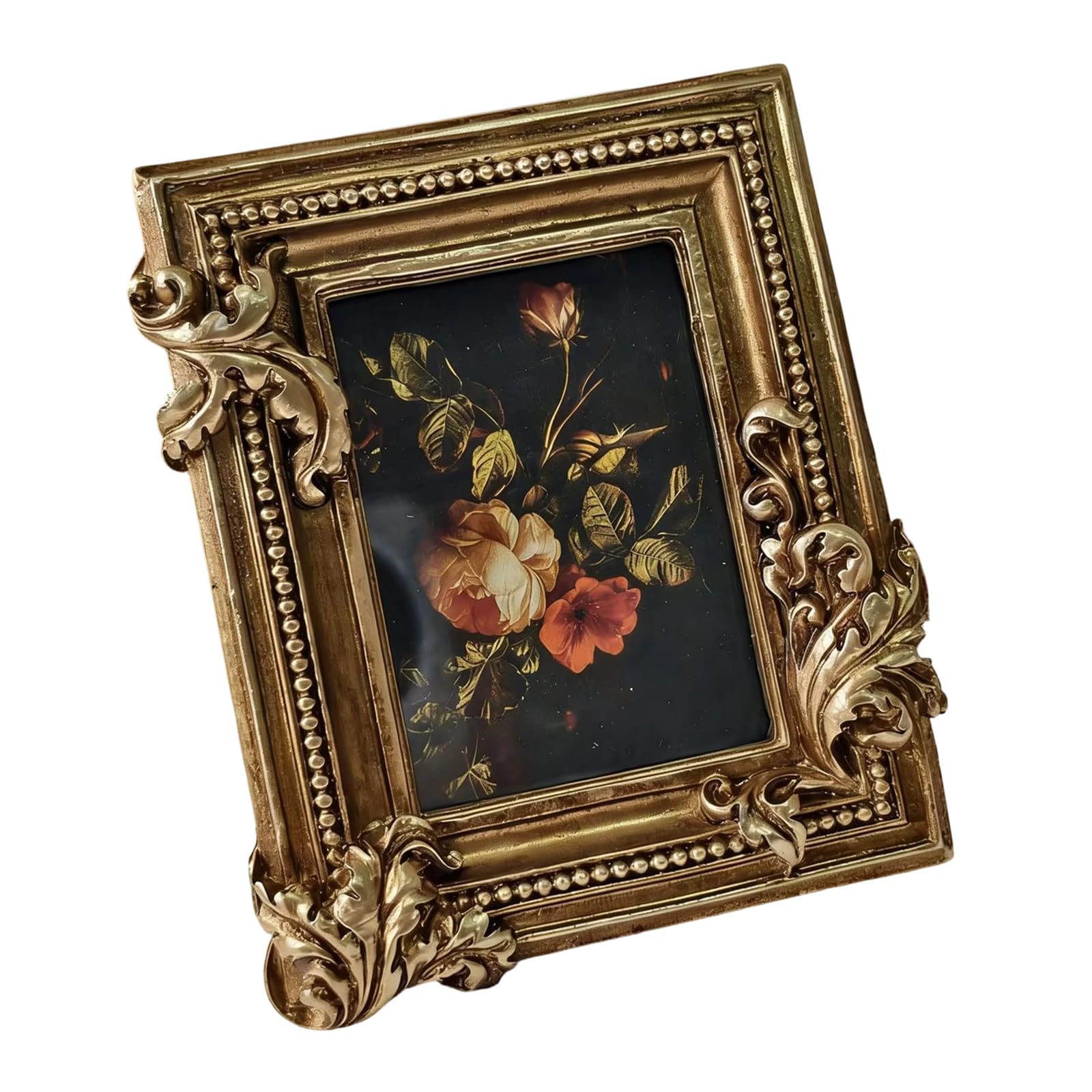Artistic Bronze Resin Photo Frame with Elegant Carved Patterns for Home Styling Gold Rosin Photo Frame