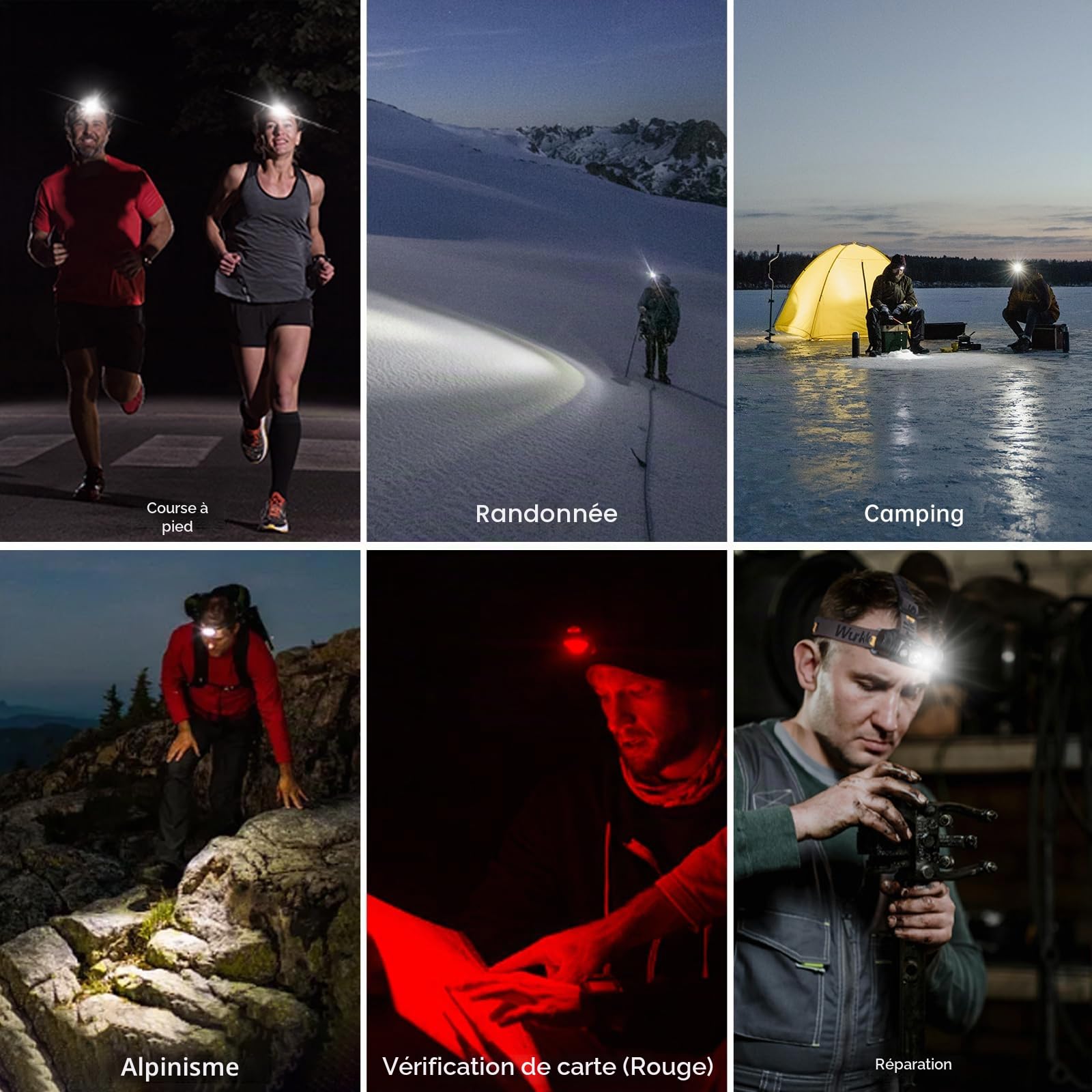 Wurkkos Lampe frontale LED HD50 avec 4000 lumens, IPX8 étanche | lampe frontale LED de type C avec 9 modes de luminosité, lampe de poche super lumineuse, utilisée pour la course de nuit