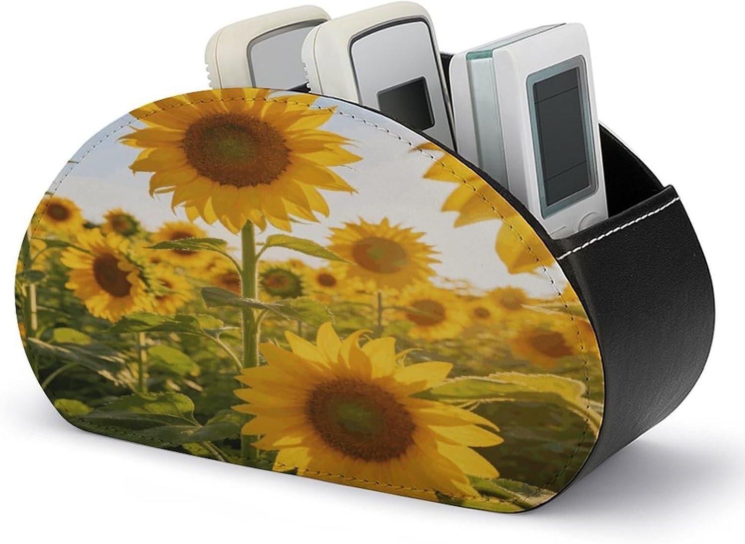 Sunflower Garden Leather Remote Control Holder