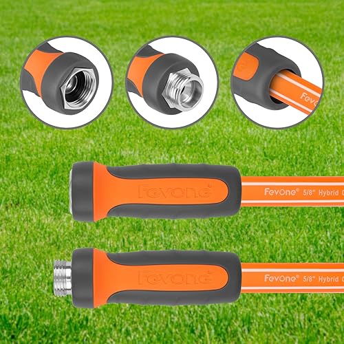 Miniatura 3 de Fevone Manguera de jardín de 3 pies x 58 pulgadas, manguera de agua resistente con agarre giratorio fácil de conectar, polímero híbrido, manguera