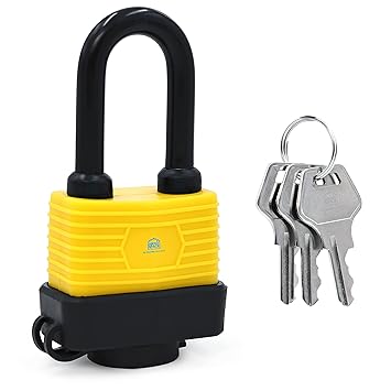 ABOUT SPACE Plastic Pad Lock - 185g Security Padlock with Dustproof & Waterproof - 1 pc and 3 Keys with Protector - 21 Layer Galvanized Heavy Duty with 8 Rivets - Anti Theft Cycle, Door & Bike Lock
