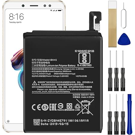 Amazon Com For Xiaomi Redmi Note 5 M1803e7sg Replacement Battery Bn45 With Free Toolkit And Adhesive Cell Phones Accessories