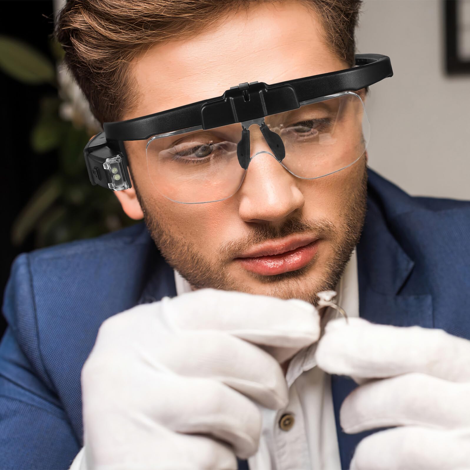 DOITOOL Lupa de Cabeza con Luz LED Recargable Gafas de Aumento Manos Libres Ergonómicas para Lectura Manualidades Reparación Electrónica