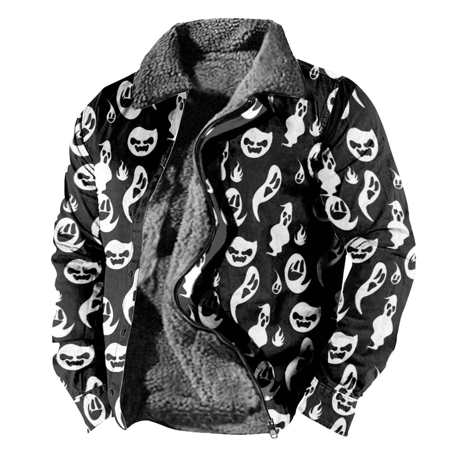 Jackets for Men Fleece Hoodie Jackets Full Zip Plaid Shirt Jackets Long Sleeve Windproof Winter Coats Windbreaker