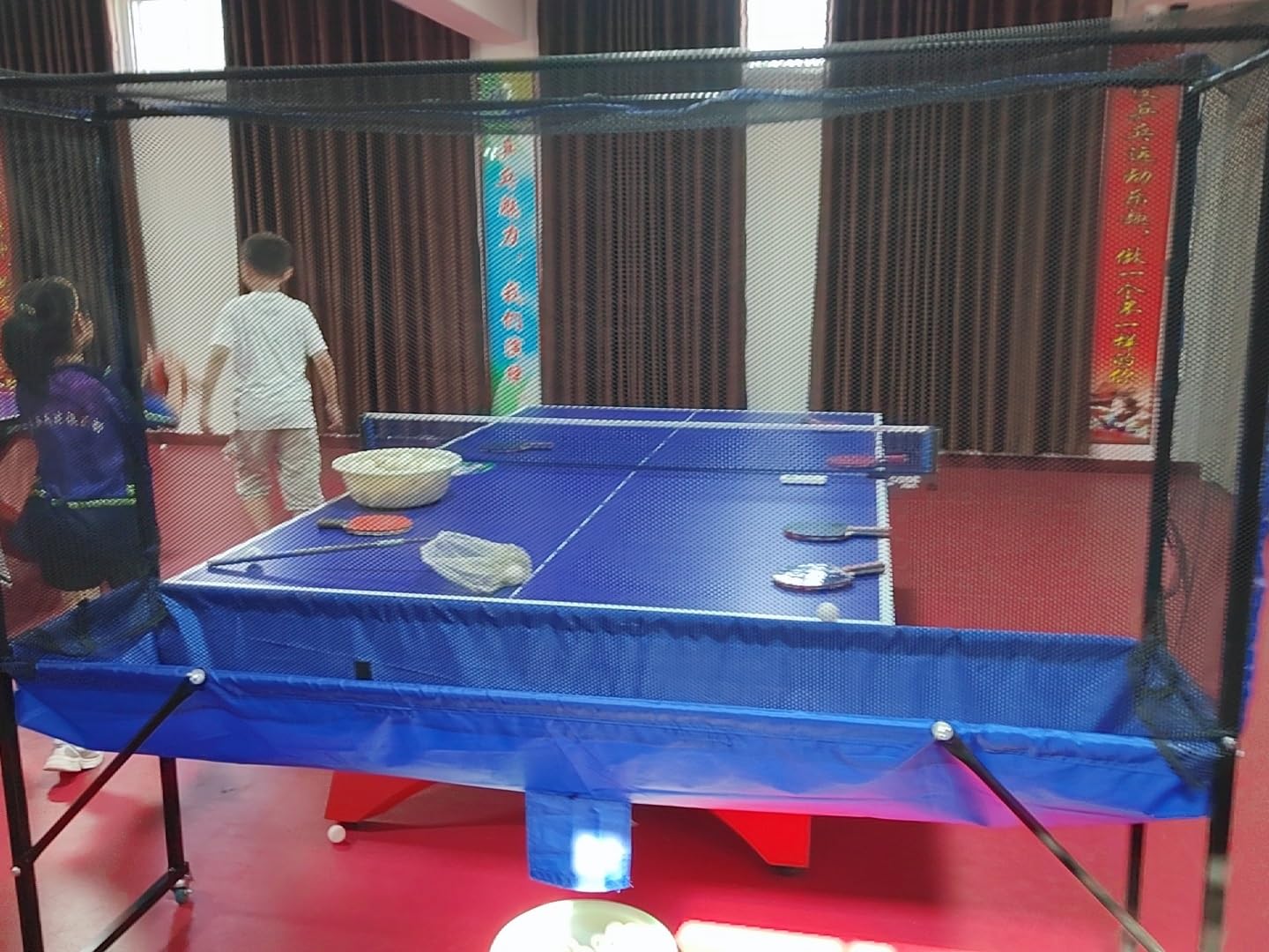 Adults & Kids Training Table Tennis Ball Catcher Net, Movable Ping Pong Practice Collection System for Ball Shooters Multi-Ball Drills and Serve Practice, Metal Frame Recycle Catching Equipment