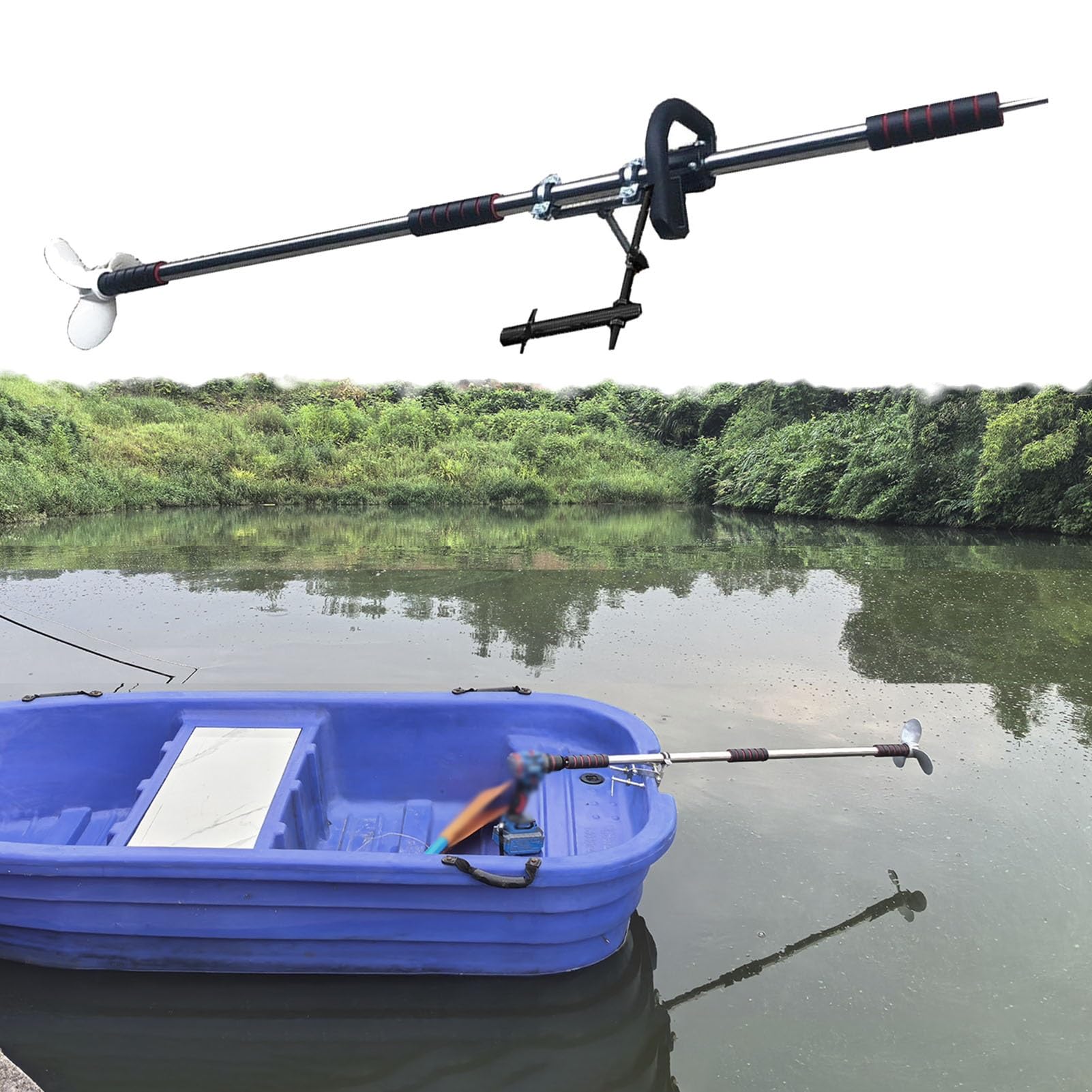 Kit d'hélice de forage d'urgence contre le vent de face en kayak et canoë avec support