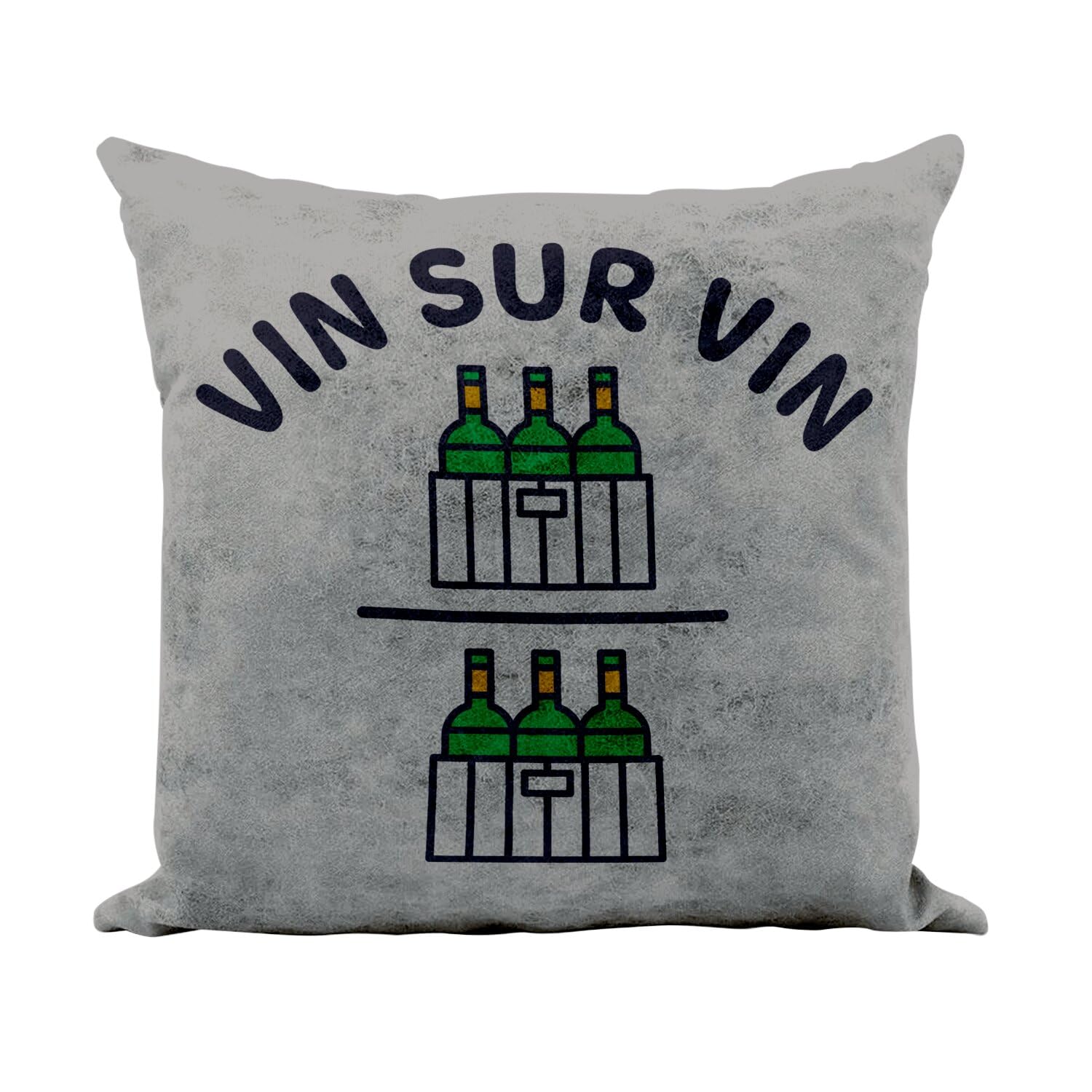 Coussin similicuir gris au toucher cuir finition soignée 40 x 40 cm