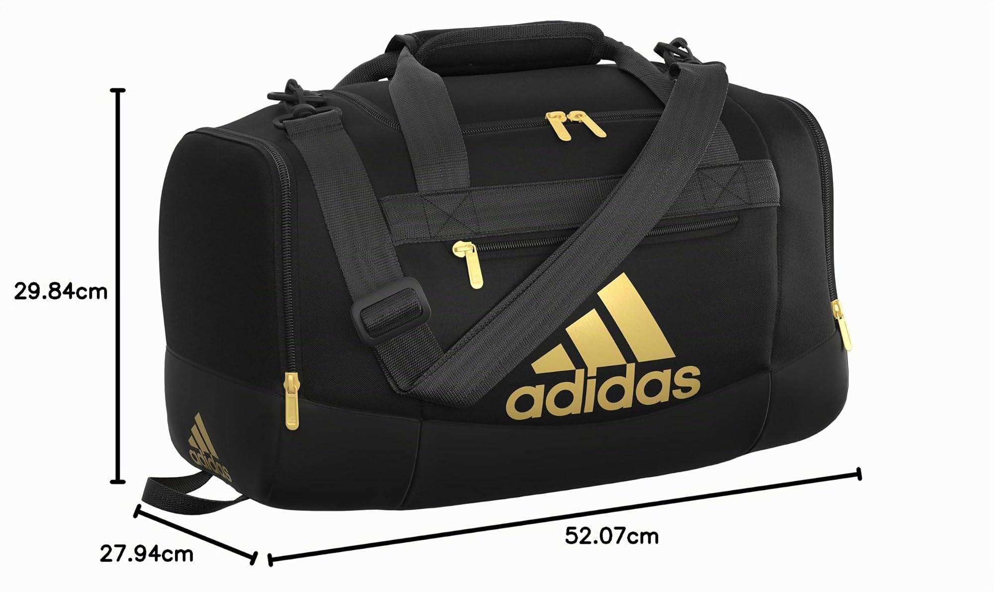 adidas Unisex Erwachsene Defender 4 Small Duffel Bag, Schwarz/Gold-Metallic, Small (38 L), Defender 4 Kleine Seesack