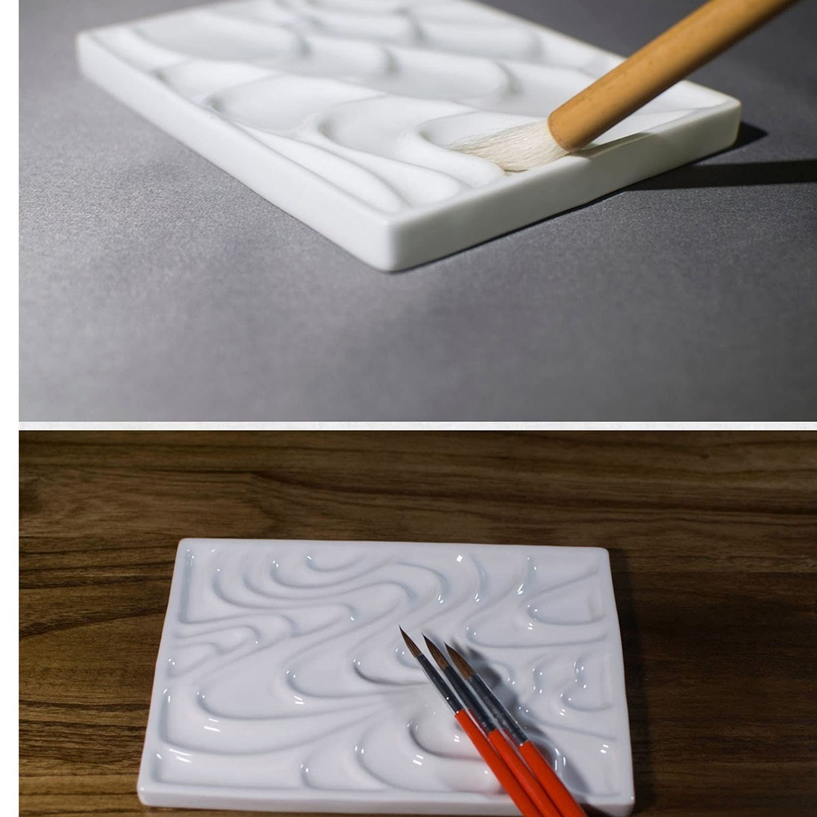ApuaVireo&Co Paleta farb ceramicznych, paleta akwareli, paleta porcelany, paleta kolorów prostokątnych do akwareli, gwaszu, oleju, tempery(15 * 10.8cm)