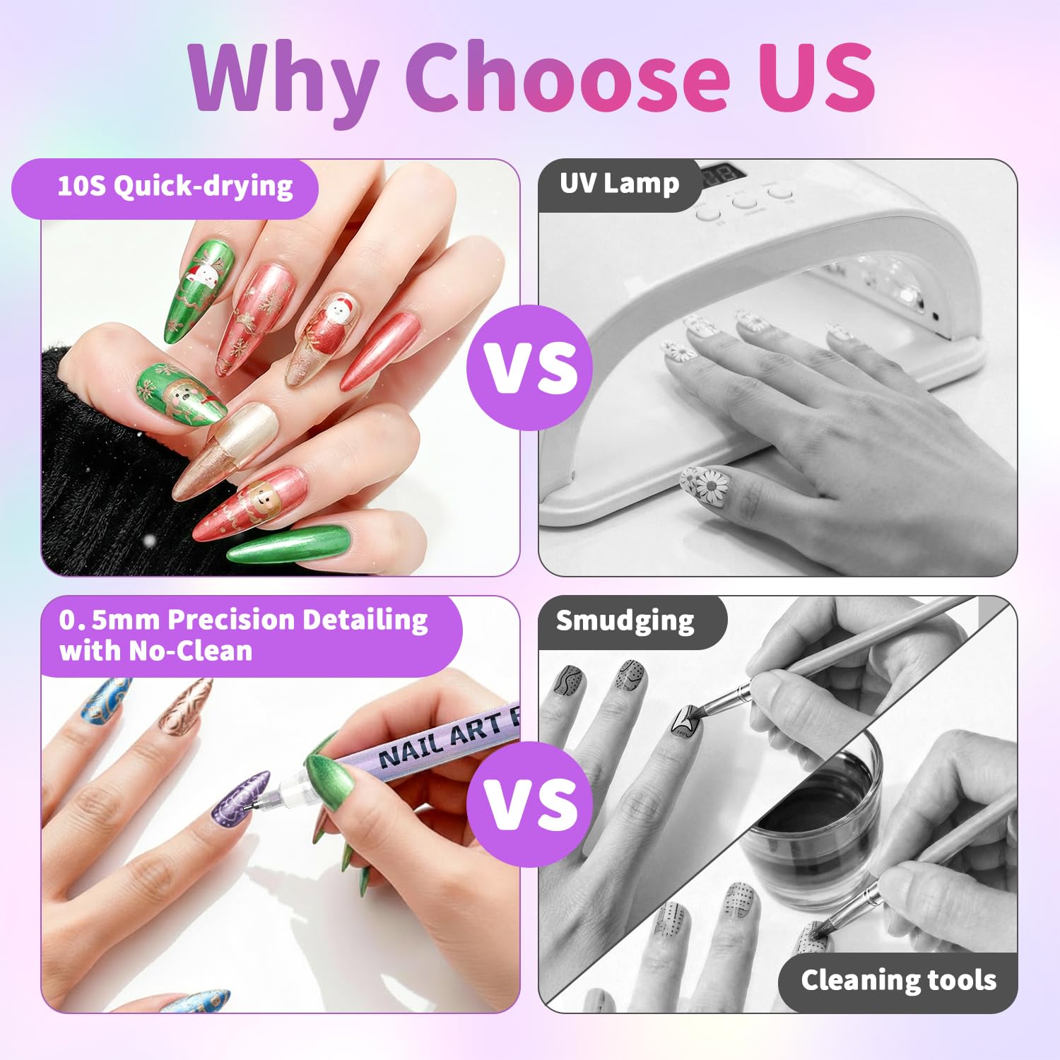 Guangna 24 Colors Nail Art Pens Set, 0.5mm Ultra Fine Tip Nail Polish Pens, Waterproof Quick-drying for Nails Art Markers Drawing Painting Dotting Liner, DIY Home & Salon Manicure Tools