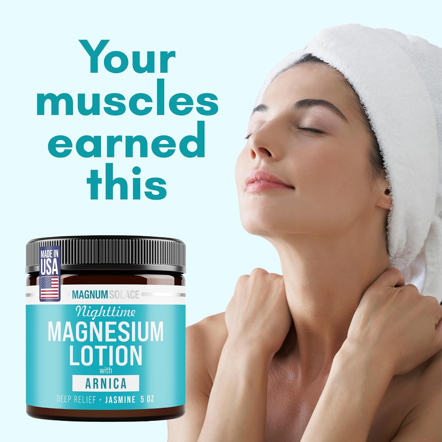 Magnum Solace Nighttime Magnesium Lotion with Arnica – Soothing Relief & Relaxation, Highly Concentrated Magnesium for Muscles & Joints – Apply to Legs or Feet Before Bed – Skin-Friendly - Image 3